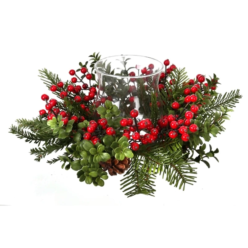 Berry and Boxwood Waterproof Candle Holder