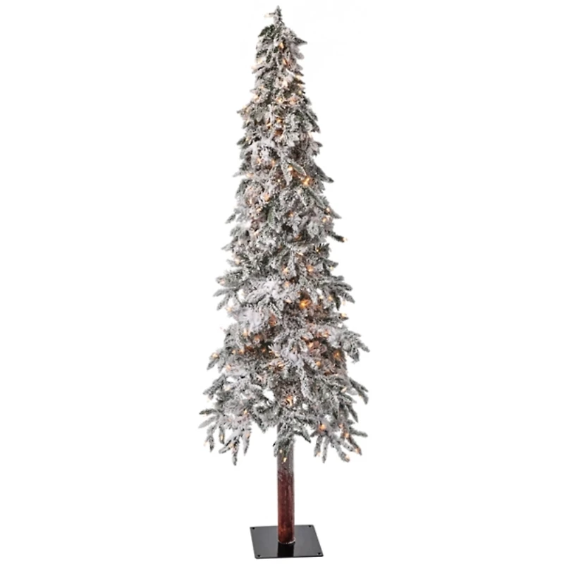 7 ft. Pre-Lit Flocked Elk Alpine Christmas Tree