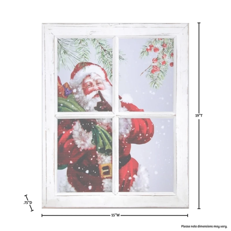 Santa in Window Acrylic Framed Art Print