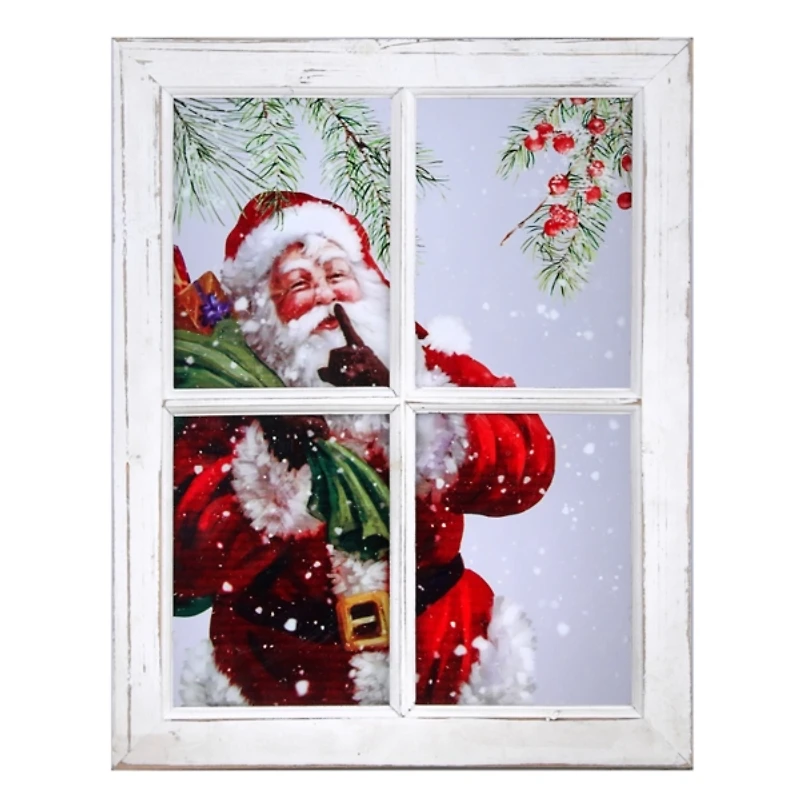 Santa in Window Acrylic Framed Art Print