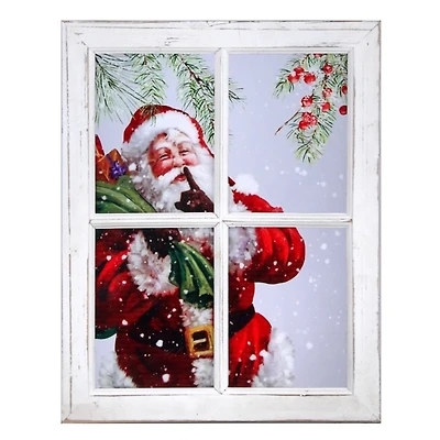 Santa in Window Acrylic Framed Art Print