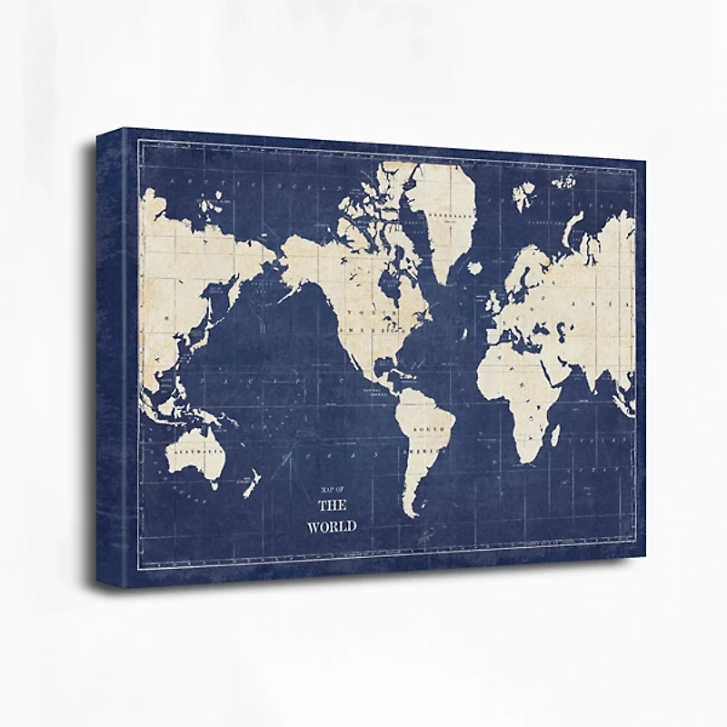 Blueprint World Map Canvas Art Print