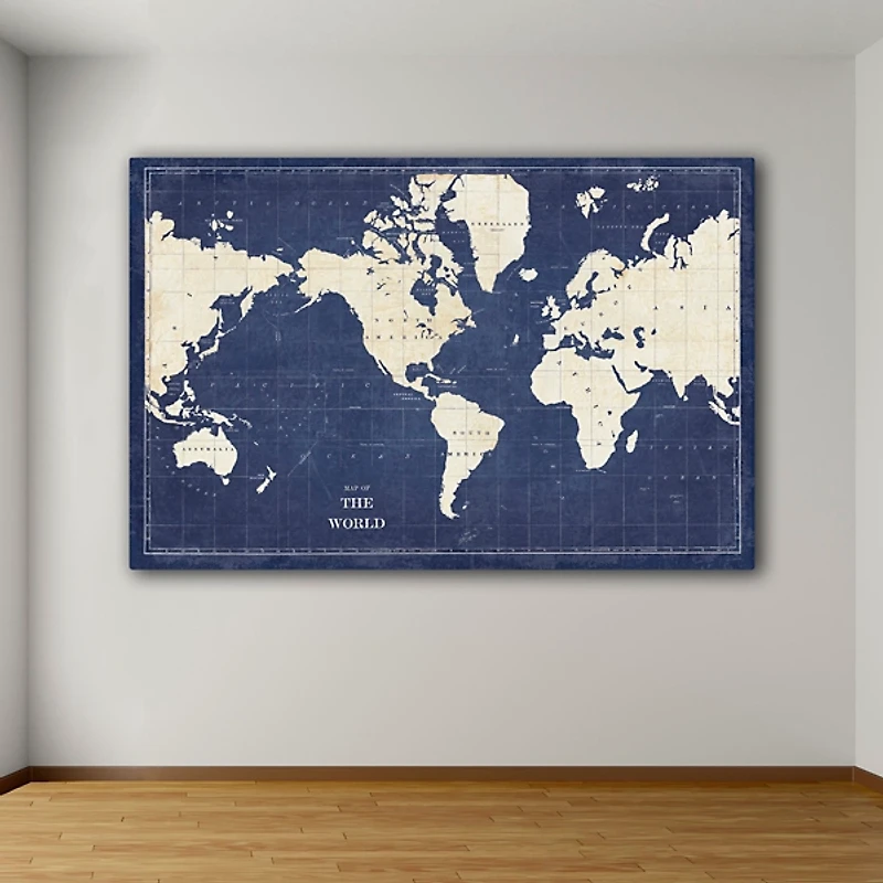 Blueprint World Map Canvas Art Print