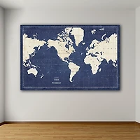 Blueprint World Map Canvas Art Print