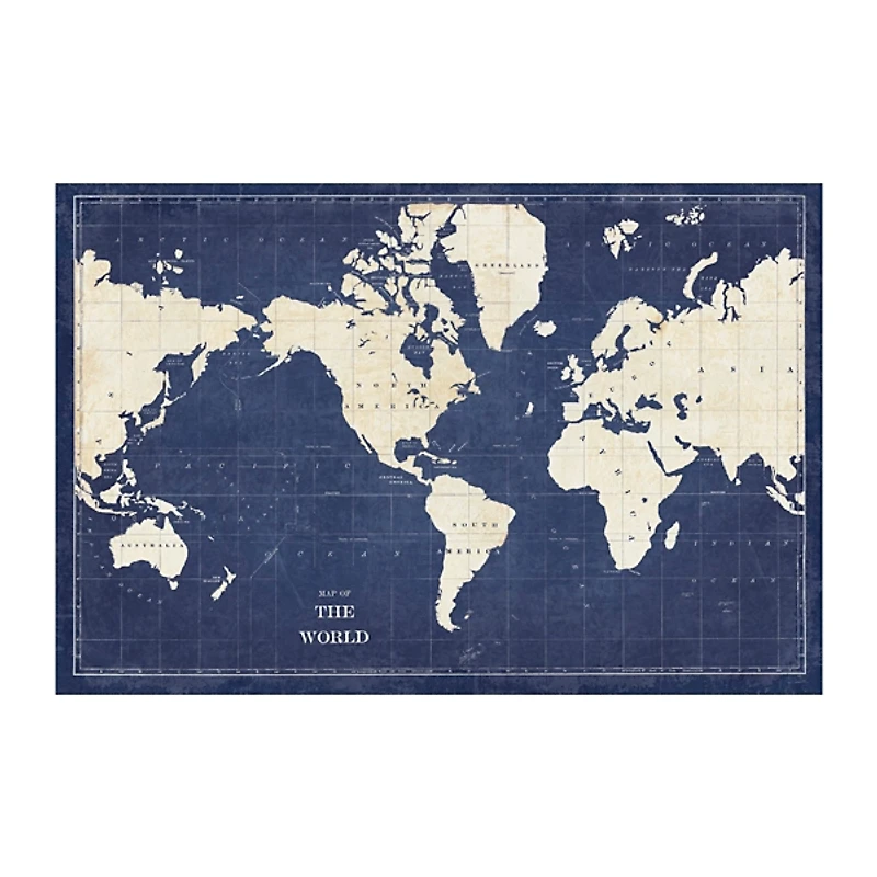 Blueprint World Map Canvas Art Print