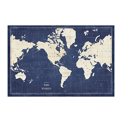 Blueprint World Map Canvas Art Print
