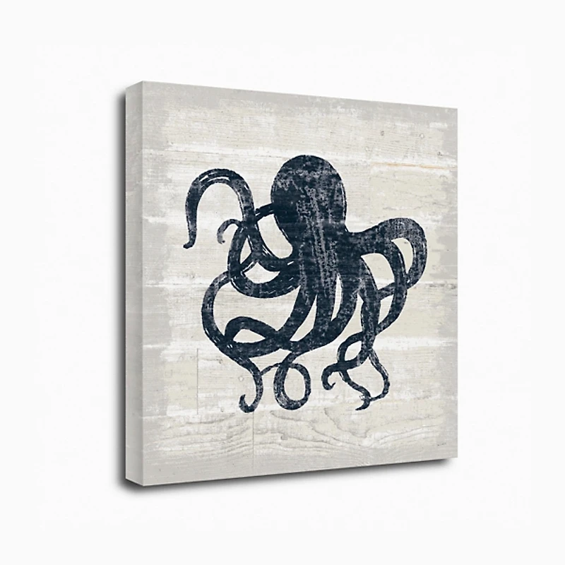 Blue Octopus Driftwood Canvas Art Print