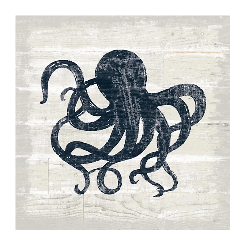 Blue Octopus Driftwood Canvas Art Print