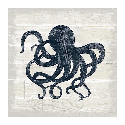 Blue Octopus Driftwood Canvas Art Print