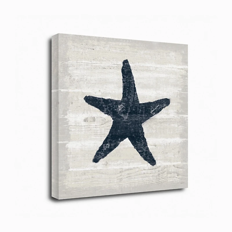 Blue Starfish Driftwood Canvas Art Print