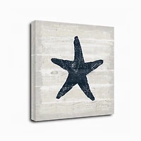 Blue Starfish Driftwood Canvas Art Print