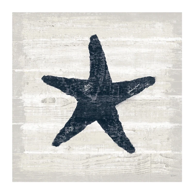 Blue Starfish Driftwood Canvas Art Print