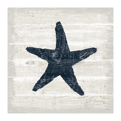 Blue Starfish Driftwood Canvas Art Print
