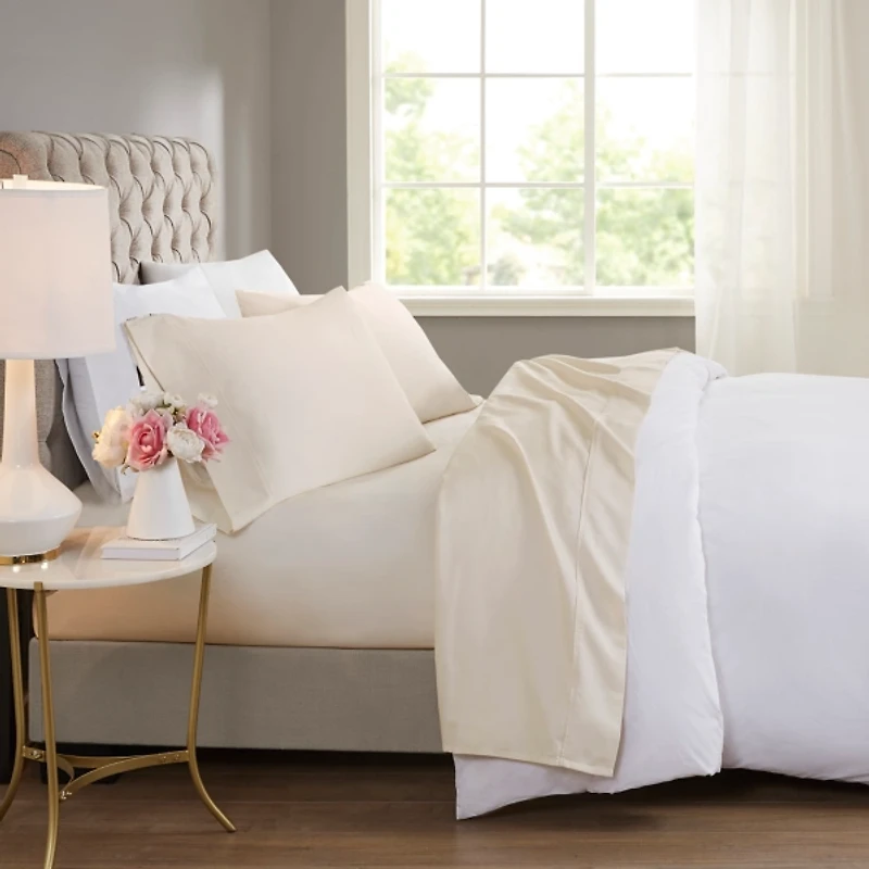 Cream Rich Cooling Cotton Queen Sheet Set