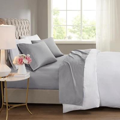 Gray Rich Cooling Cotton Queen Sheet Set