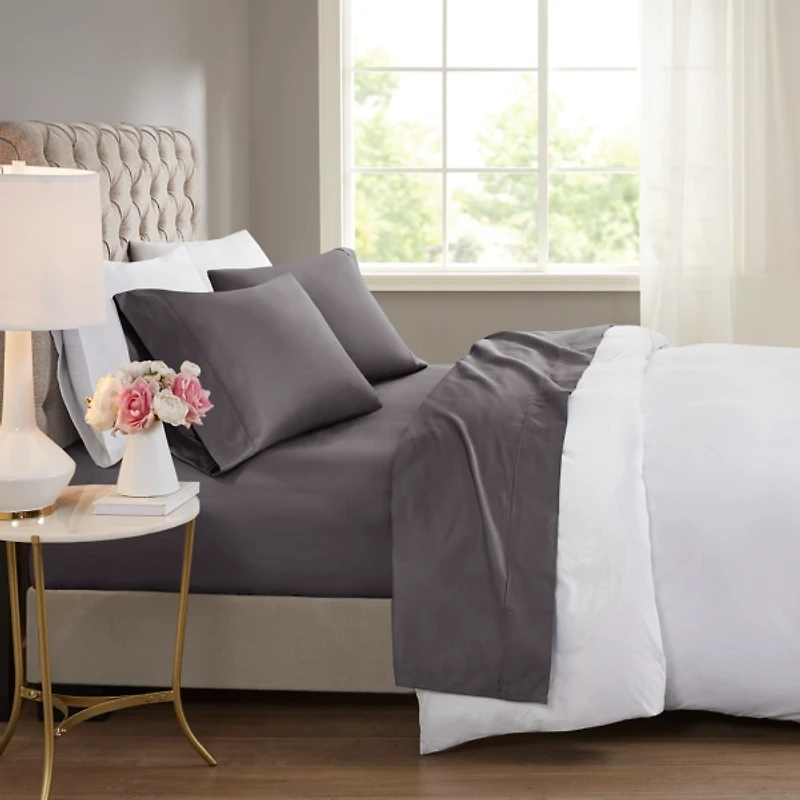 Dark Gray Rich Cooling Cotton Queen Sheet Set