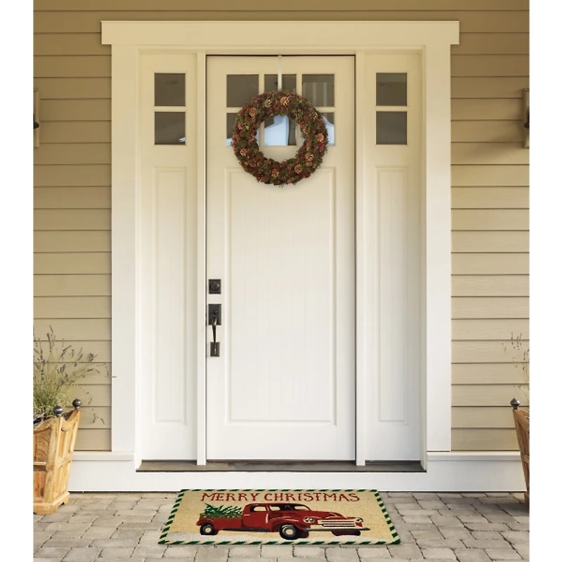 Red Truck Merry Christmas Tree Doormat