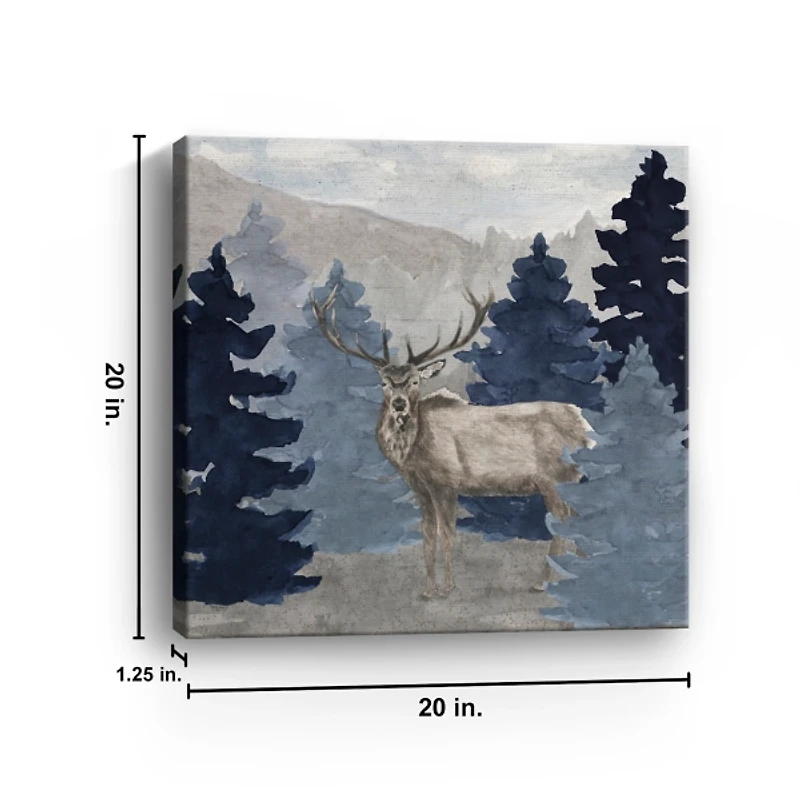 Blue Cliff Mountains Elk III Canvas Art Print