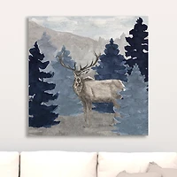 Blue Cliff Mountains Elk III Canvas Art Print
