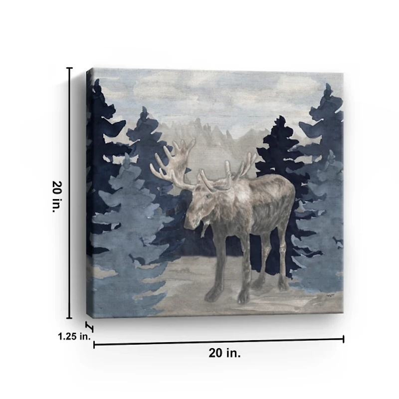 Blue Cliff Mountains Moose IV Canvas Art Print