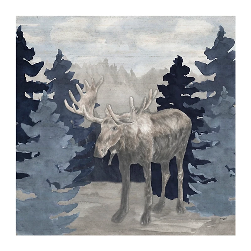 Blue Cliff Mountains Moose IV Canvas Art Print