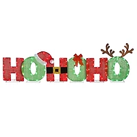 Pre-Lit Red and Green HO HO HO Glitter Yard Sign