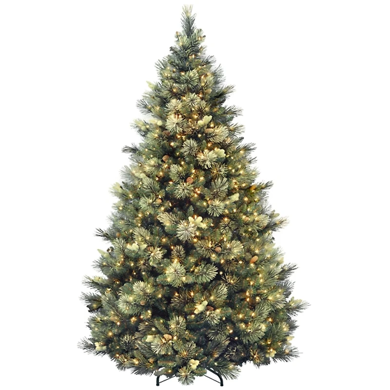 7.5 ft. Lit Carolina Pine Flocked Christmas Tree