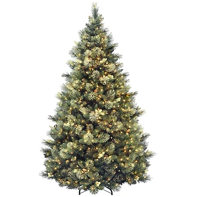 7.5 ft. Lit Carolina Pine Flocked Christmas Tree