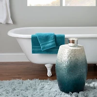 Blue Ombre Mosaic Capiz Shell Drum End Table