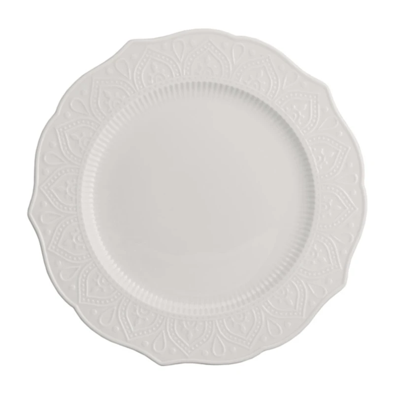 White Dahlia Embossed Dinner Plates, Set of 6