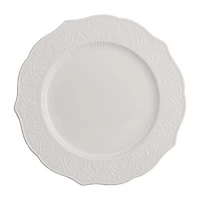 White Dahlia Embossed Dinner Plates, Set of 6
