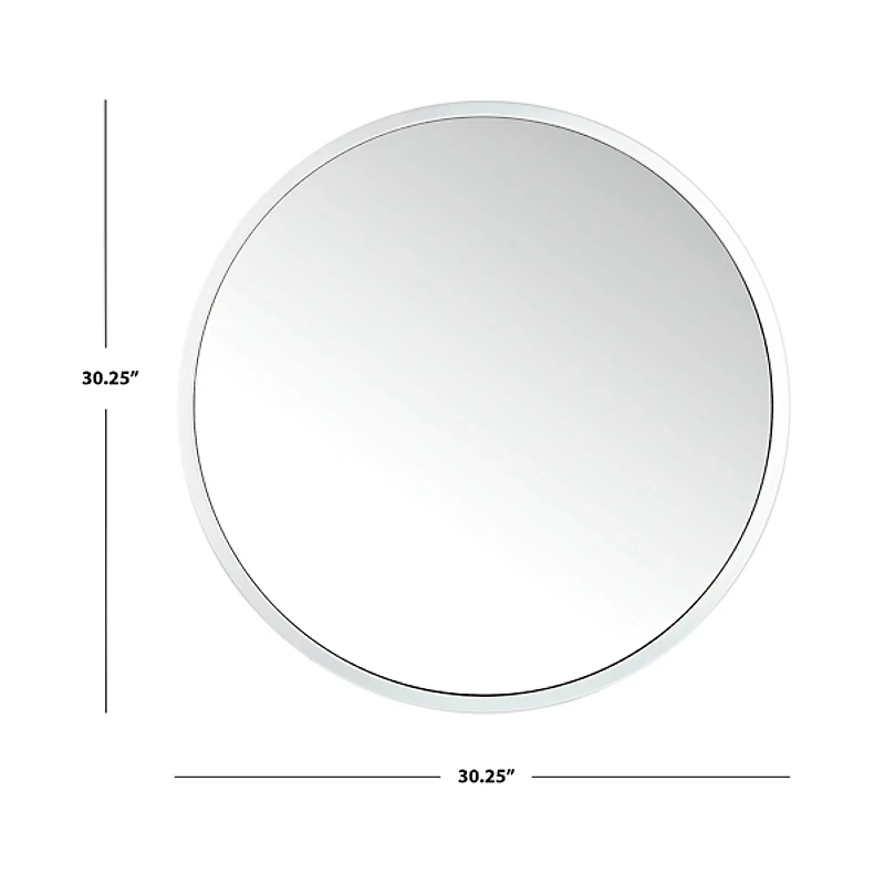 Round Silver Framed Wall Mirror, 30 in.