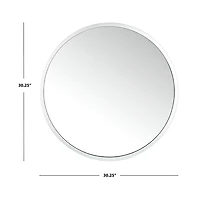 Round Silver Framed Wall Mirror, 30 in.