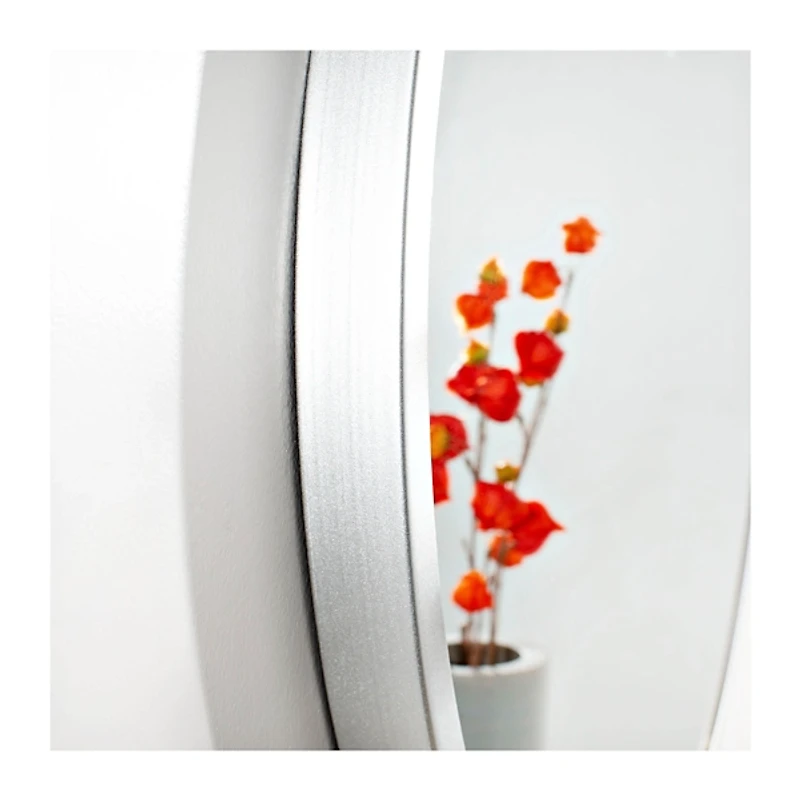 Round Silver Framed Wall Mirror, 30 in.
