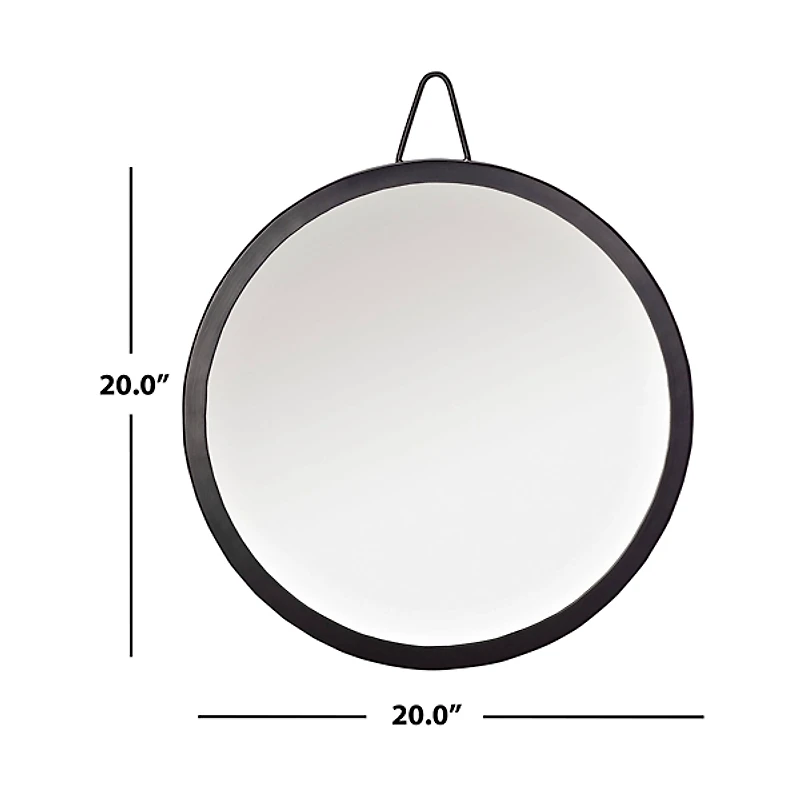 Matte Black Round Frame Mirror, 20 in.