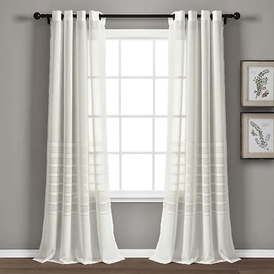 White Sheer Grommet Curtain Panel Set, 84 in.