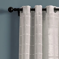 Sheer Gray Textured Curtain Panel Set, 84 in.