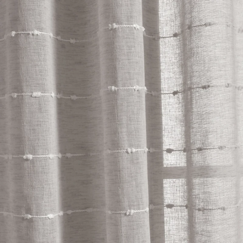 Sheer Gray Textured Curtain Panel Set, 84 in.
