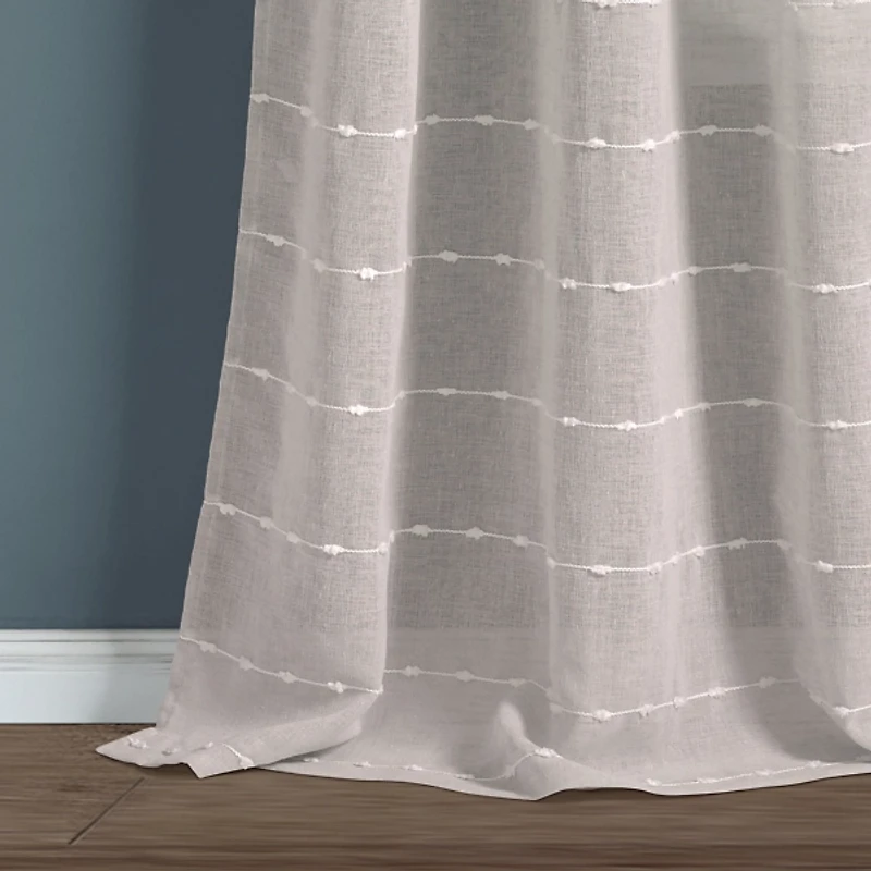 Sheer Gray Textured Curtain Panel Set, 84 in.