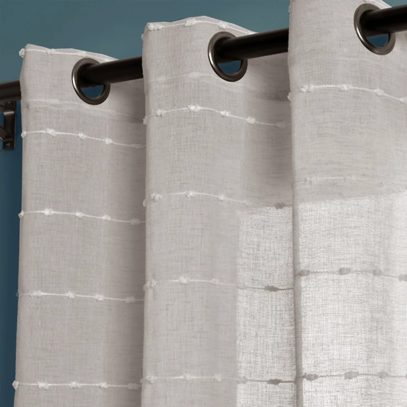 Sheer Gray Textured Curtain Panel Set, 84 in.