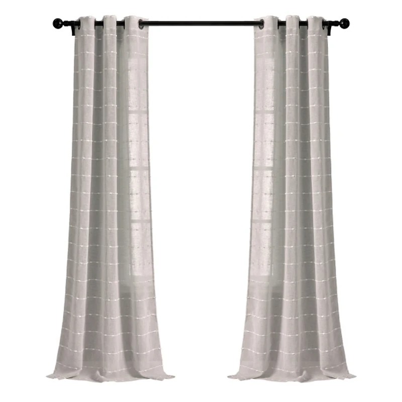 Sheer Gray Textured Curtain Panel Set, 84 in.