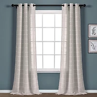 Sheer Gray Textured Curtain Panel Set, 84 in.