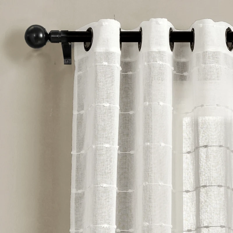 Sheer White Textured Curtain Panel Set, 84 in