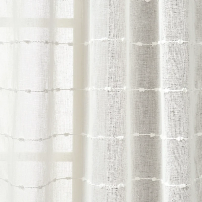Sheer White Textured Curtain Panel Set, 84 in
