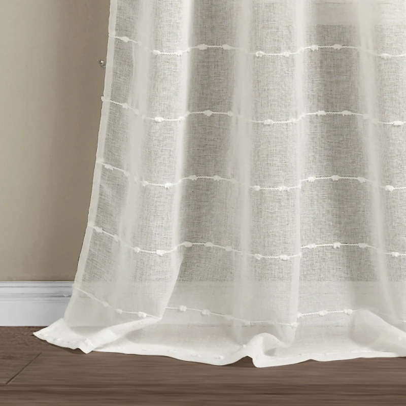 Sheer White Textured Curtain Panel Set, 84 in