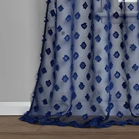 Sheer Navy Dotted Curtain Panel Set, 84 in.