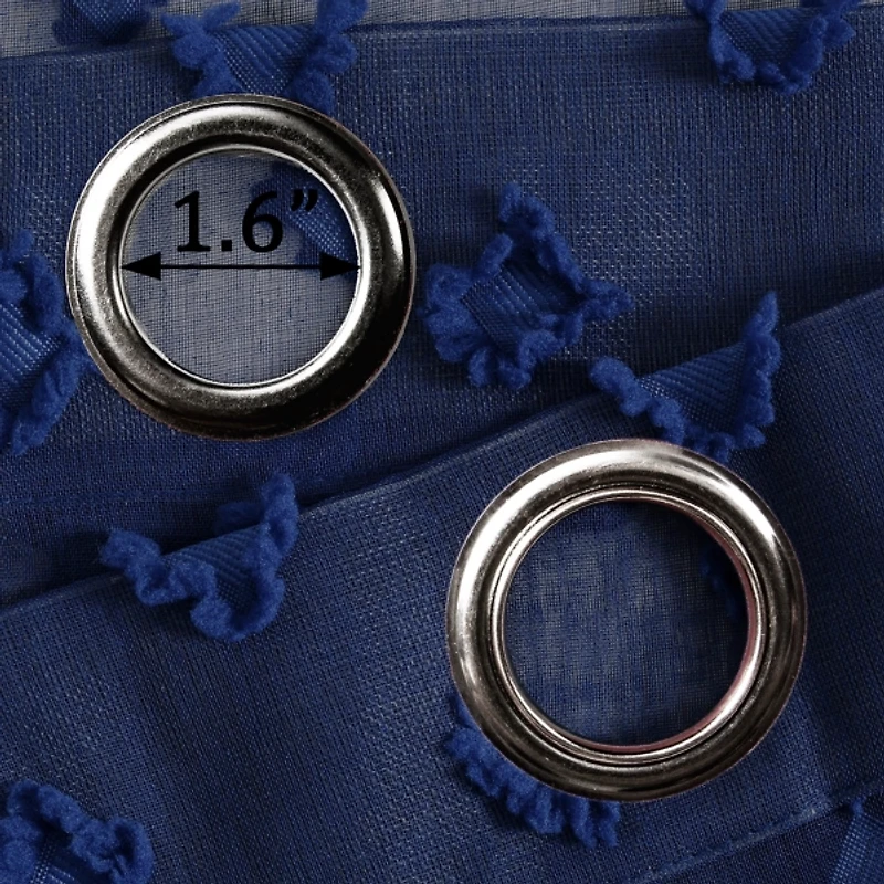 Sheer Navy Dotted Curtain Panel Set, 84 in.