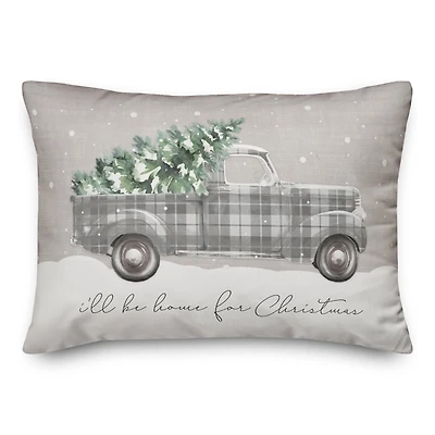 Home For Christmas Truck Accent Pillow