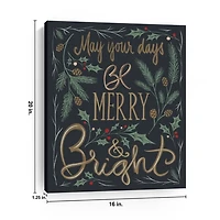 Black Merry and Bright Greenery Canvas Art Print