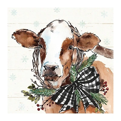 Holiday on the Farm Cow Canvas Art Print